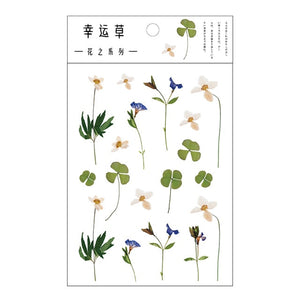 Mr.Paper 12 Designs Natural Daisy Clover Japanese Words Stickers Transparent PET Material Flowers Leaves Plants Deco Stickers