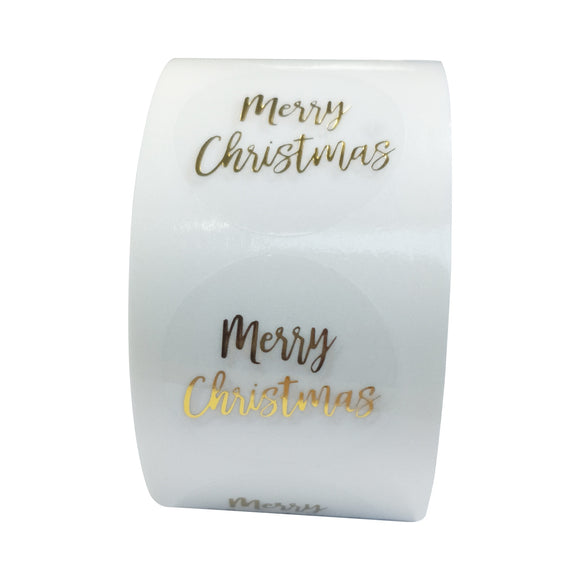 100-500pcs Round Clear Merry Christmas Stickers Thank You Card Box Package Label Sealing Stickers Wedding Decor Stationery