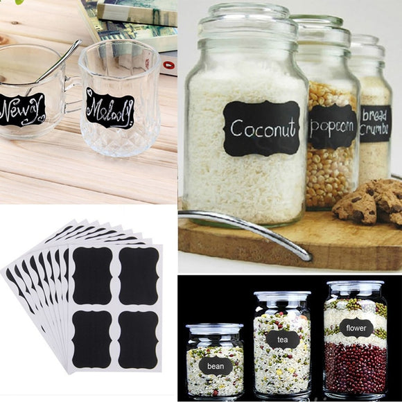 36pcs/set 5x3.5cm Erasable Blackboard Sticker Craft Kitchen Jars Organizer Labels Chalkboard Chalk Board Sticker Black Board